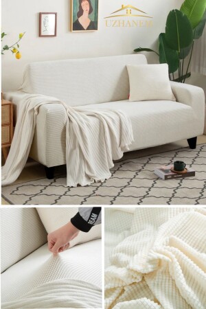 MNZ-Lycra Stretch Elastic Flexible Washable Square Pattern غطاء الأريكة ثلاثية المقاعد غطاء الأريكة غطاء الأريكة - Uzhanem