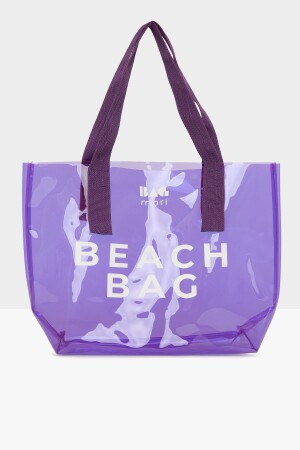 Lila Kadın Beach Bag Baskılı Şeffaf Plaj Çantası M000007257 - 1