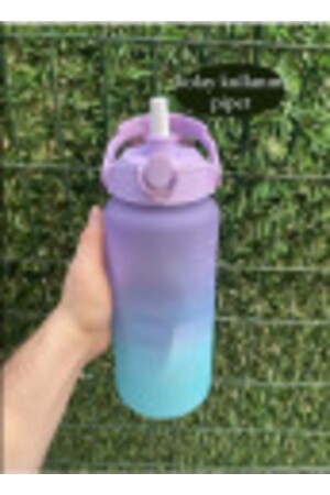 Lila Motivationswasserflasche Wasserflasche Wasserflasche 2l Tritan Gym Wasserflasche Bpa-freie Wasserflasche ARD 2L Influencer Wasserflasche - 3