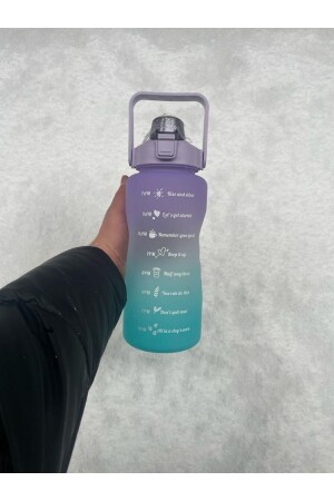 Lila motivierende Wasserflasche, Wasserflasche, 2 l, Tritan-Wasserflasche für Fitnessstudio, Bpa-frei (Aufkleber-Geschenk), RV35 - 4