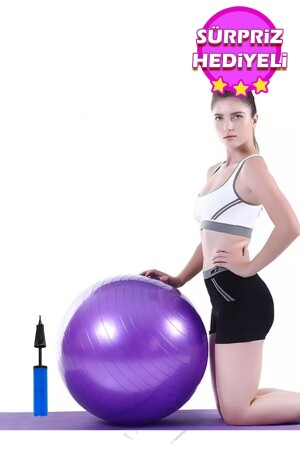 Lila Pilates Ball 65 cm Deluxe Yoga Platten Gymnastikball Ball Inflation Pump Set - 1