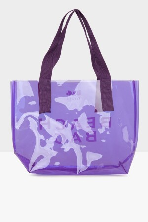 Lila Strandtasche für Damen, bedruckt, transparent, Strandtasche M000007257 - 3