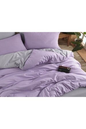 Lilac Düz Desen Çift Taraflı Çift Kişilik Nevresim 200x220 %100 Pamuk01453020 - 4