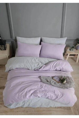 Lilac Düz Desen Çift Taraflı Çift Kişilik Nevresim Seti 200x220 %100 Pamuk014530200 TYC00718807322 - 6