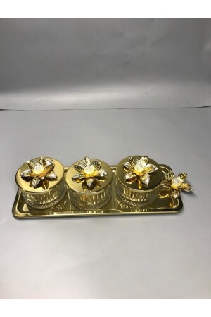 Lily Flower Elysia Gold 3-teilige Snackschale, Präsentationsschale, Gewürzschale, Eisschale, Leckerlischale, Glasschale zmbkçrz3 - 1