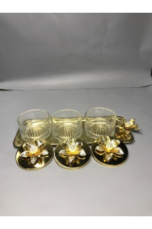 Lily Flower Elysia Gold 3-teilige Snackschale, Präsentationsschale, Gewürzschale, Eisschale, Leckerlischale, Glasschale zmbkçrz3 - 5