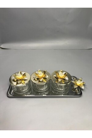 Lily Flower Elysia Silber 3-teilige Snackschale, Präsentationsschale, Gewürzschale, Eisschale, Leckerlischale, Glasschale zmbkçrz3 - 2