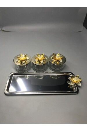 Lily Flower Elysia Silber 3-teilige Snackschale, Präsentationsschale, Gewürzschale, Eisschale, Leckerlischale, Glasschale zmbkçrz3 - 3