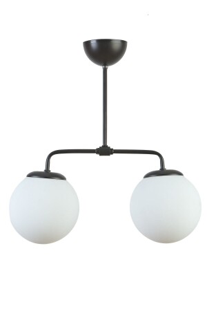 Lily Modernes Design Wohnzimmer Küche Schwarz Farbe Weiß Glas 2 Stück Kronleuchter LİL99 - 2