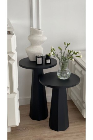 Lilyum Mushroom Couchtisch Schwarz 2er Set (47-57 cm) kupp-0019 - 1