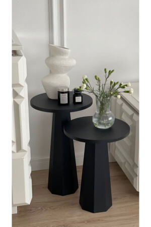 Lilyum Mushroom Couchtisch Schwarz 2er Set (47-57 cm) kupp-0019 - 2