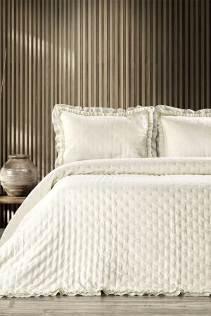 Lima Krem Çift Kişilik Yatak Örtüsü Seti M-010-05-008-07 - ZEBRA CASA