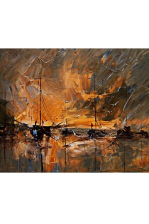 Limandaki Balıkçılar Kanvas Tablo 100x120 cm LMNDKBLKÇLLR012 - 5