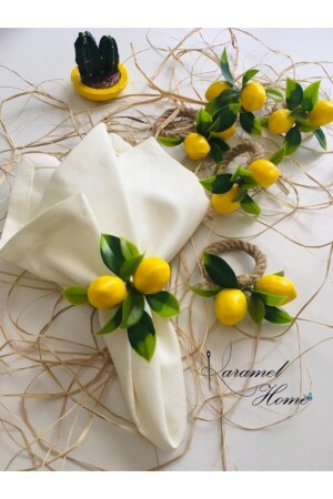 MNZ-Lemon Cluster 6-piece Napkin Ring fruithalka01 - Karamelhome