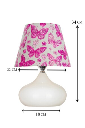 Lina Pink Butterfly Hat Tischlampe Einzelner Lampenschirm aus weißem Metall EV-326 - 4