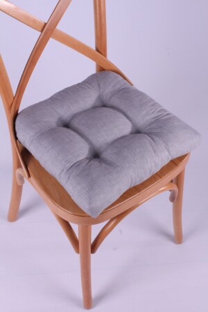 Lina Pofidik Gri Sandalye Minderi Özel Dikişli Bağcıklı 40x40 cm - 1