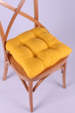 Lina Pofidik Sarı Sandalye Minderi Özel Dikişli Bağcıklı 40x40cm - 1