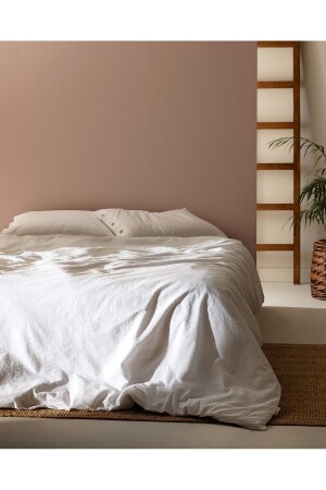 Linda Double Washed Seersucker Bettbezug-Set – Weiß 1KNTCC0663-8682116719827 - Madame Coco