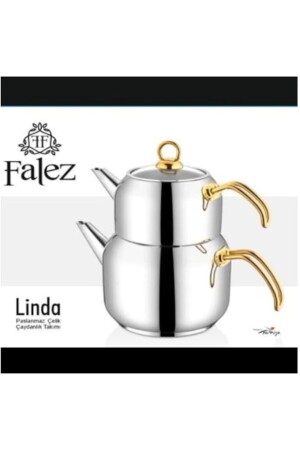 Linda Gold Family Size Steel Teekannen-Set Teekannen-Set Lnd 1002 Falez Family Size Linda Teekanne - 3