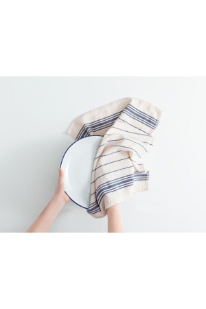 Linda Kurulama Bezi - Ekru-lacivert - 40x60 Cm - Madame Coco