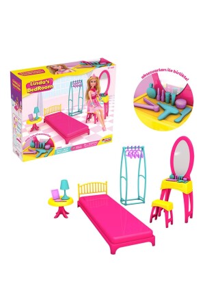 Linda'nın Yatak Odası - Yatak Odası Oyuncak - Yatak Odası Seti - Barbie Yatak Odası - 1