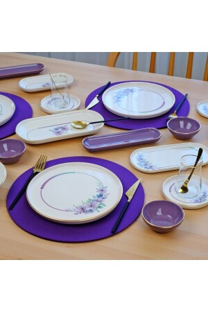 Lindy Altın Yaldızlı 41 Parça 6 Kişilik Seramik Kahvaltı Takımı - Glore