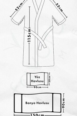 Line 100 % Baumwolle, luxuriöses 8-teiliges Familien-Bademantel-Set – Grau – Creme - 8