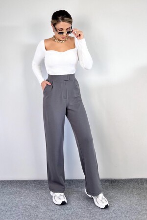 Line Damen-Palazzo-Hose aus Lycra mit Klettverschluss in Anthrazit - 4