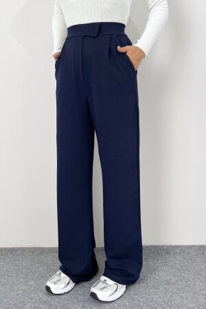 Line Damen-Palazzo-Hose aus Lycra mit Klettverschluss in Marineblau - 1