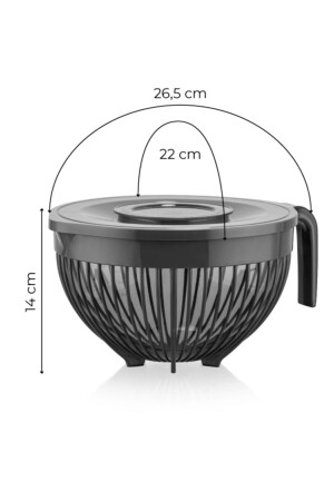 Linea Mixerschüssel mit Deckel 3 Liter Schwarz BNM-0971 - 5