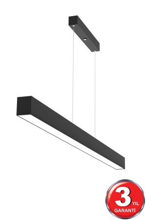 Lineer 120cm ( Siyah Kasa, Beyaz Işık ) Ledli Sarkıt Modern Led Avize, Salon, Mutfak, Lineer Avize Lineer-120 Siyah 6500K - 1