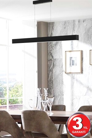 Lineer 120cm ( Siyah Kasa, Beyaz Işık ) Ledli Sarkıt Modern Led Avize, Salon, Mutfak, Lineer Avize Lineer-120 Siyah 6500K - 4