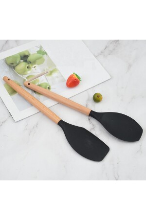 Lingo Bambu Saplı 5 Adet Silikon Mutfak Pişirme Gereçleri Seti Siyah VS-510AS - 8