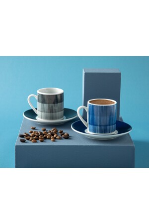 Liniya Porzellan-Set mit 2 Kaffeetassen, 80 ml, Schwarz – Marineblau, 10035659 - 3