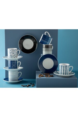 Liniya Porzellan-Set mit 2 Kaffeetassen, 80 ml, Schwarz – Marineblau, 10035659 - 5