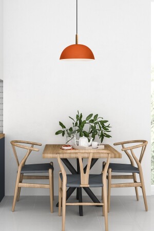 Lipeo Orange Kronleuchter Holzkopf Einzelne Hängelampe Wohnzimmer Küche Friseur Café Lampe Dekorativ BMM7080XXXA - 6