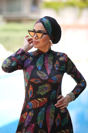 Lira Vollständig bedeckter Hijab-Badeanzug mit Federblättern 2013 Tuğba Remsa2013Tuğba - 1