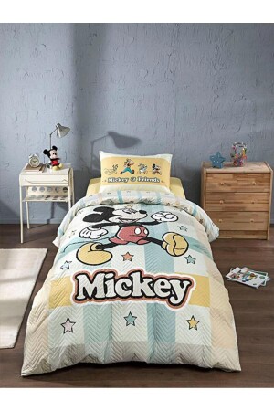 Lisanslı Kapitoneli Nevresim Takımı Mickey Mouse Star Lastikli Çarşaf - 2