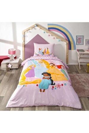 Lisanslı Princess Rainbow Tek Kişilik Nevresim Takımı Lastikli 160 Cm X 220 Cm 8682475108430 - 1