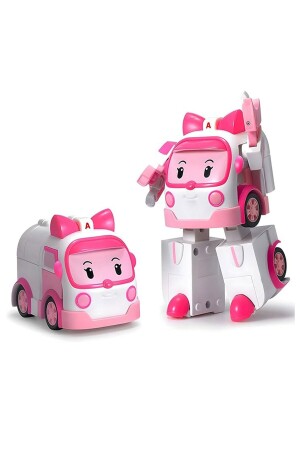 Lisanslı Robocar Transformers Dönüşen Robot Figür 4'lü Set - Poli Amber Roy Helly - 5