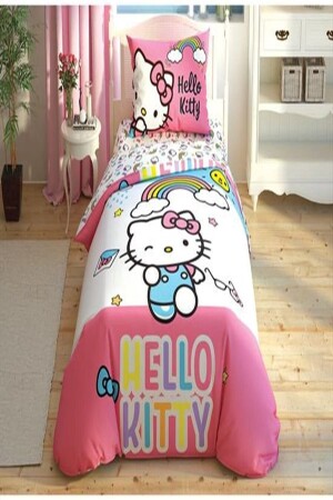 Lisanslı Tek Kişilik Nevresim Takımı Hello Kitty Rainbow BC103462 - 1