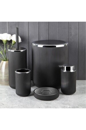 Lisbone Black 5 Parça Banyo Aksesuar Seti - Siyah Fma04760 03SFZ298 - 1