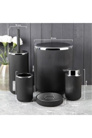 Lisbone Black 5 Parça Banyo Aksesuar Seti - Siyah Fma04760 03SFZ298 - 4