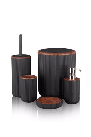 Lisbone Wood Schwarz 5-teiliges Badezimmer-Set 13194 - 2