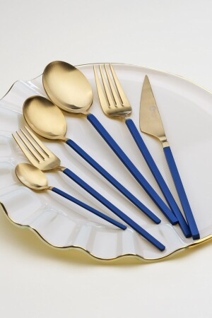 Lissabon Gabel-Löffel-Messer-Set Goldblau 41090 - 4