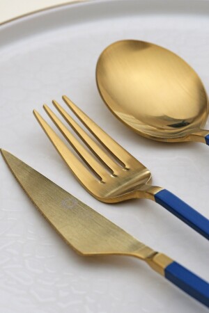 Lissabon Gabel-Löffel-Messer-Set Goldblau 41090 - 5