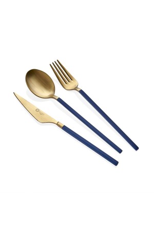 Lissabon Gabel-Löffel-Messer-Set Goldblau 41090 - 6