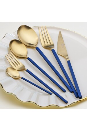 Lissabon Gabel-Löffel-Messer-Set Goldblau 41090 - 8