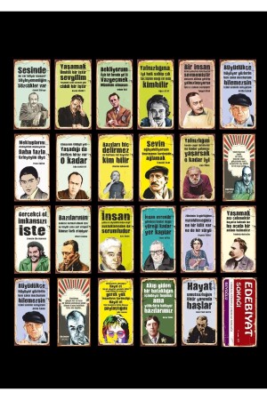 Literatur-Straßendichter und Schriftsteller, Retro-Holzposter-Set, 24-teilig - 2