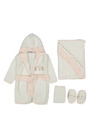 Little Tulip besticktes Gaye Babyhandtuch-Bademantel-Set, biologisch, antibakteriell – Geschenk zur Geburt - 6